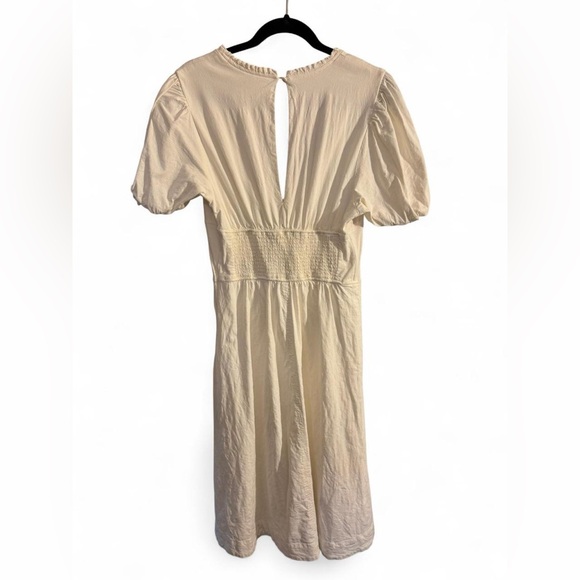 Maeve Anthropologie Puff-Sleeve Corset Linen Midi Dress - White Size Large - Picture 7 of 16